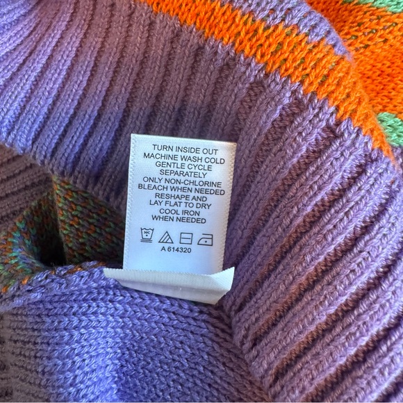 LOGO Lori Goldstein Smiley World Purple Orange Sweater Green Smiley M - Picture 9 of 9